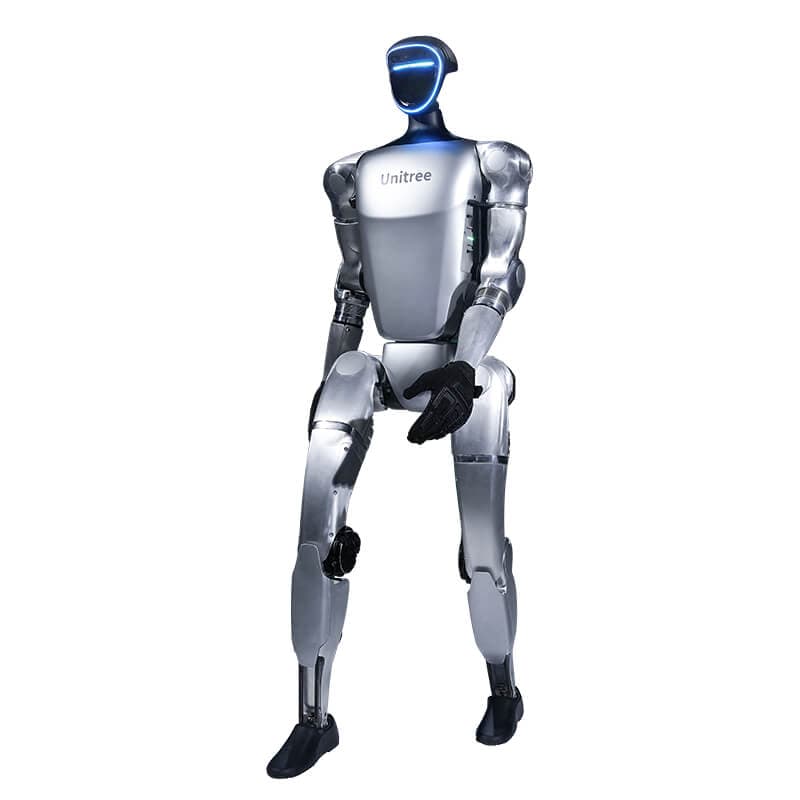 Unitree G1 humanoid robot standing, seen from the front