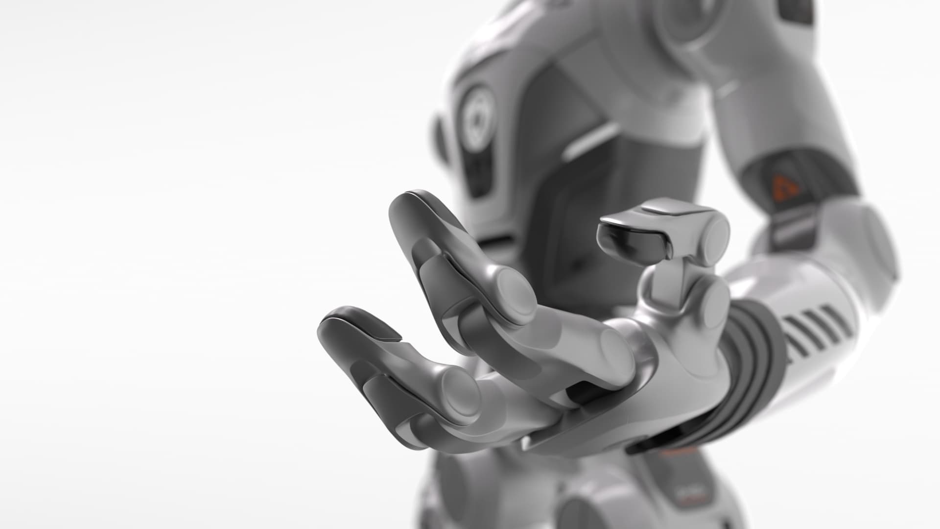 Close-up of the T800's five-fingered dexterous hand