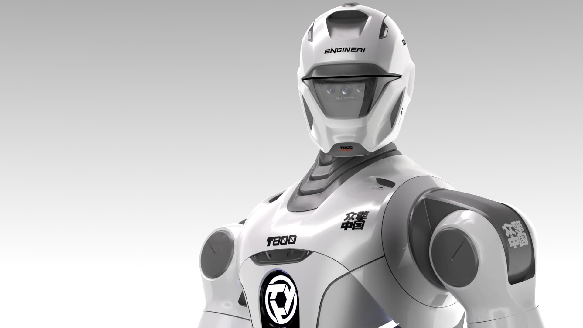 The T800's helmet and visor with the AI camera array visible