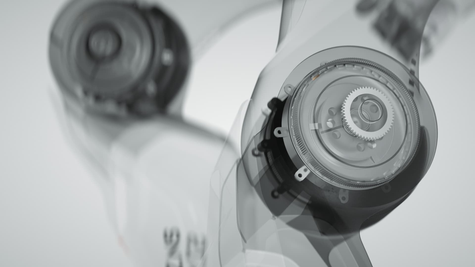 Transparent render of the T800's joint actuator internals